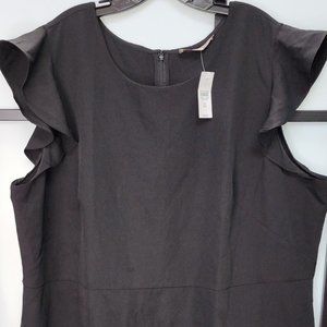 BNWT LOFT Plus Black Ruffle Hem Tiered Dress Size 24 plus